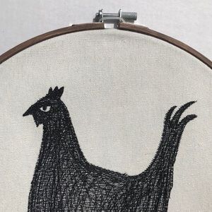 Chicken embroidery hoop wall decor